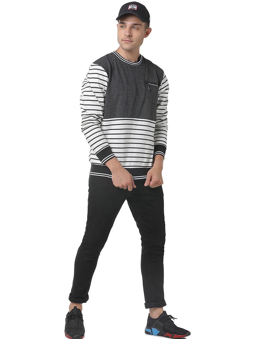 white striped cut & sew sweatshirt - 17267672 - Zoom Image - 4