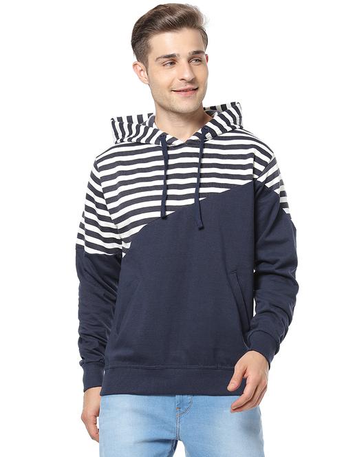 navy blue striped cut & sew sweatshirt - 17267685 - Standard Image - 1
