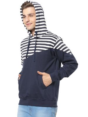 navy blue striped cut & sew sweatshirt - 17267685 - Standard Image - 2