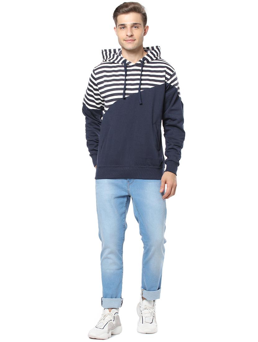 navy blue striped cut & sew sweatshirt - 17267685 - Zoom Image - 4