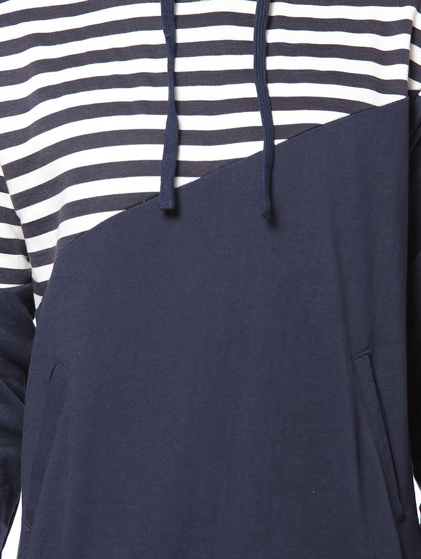 navy blue striped cut & sew sweatshirt - 17267685 - Zoom Image - 5