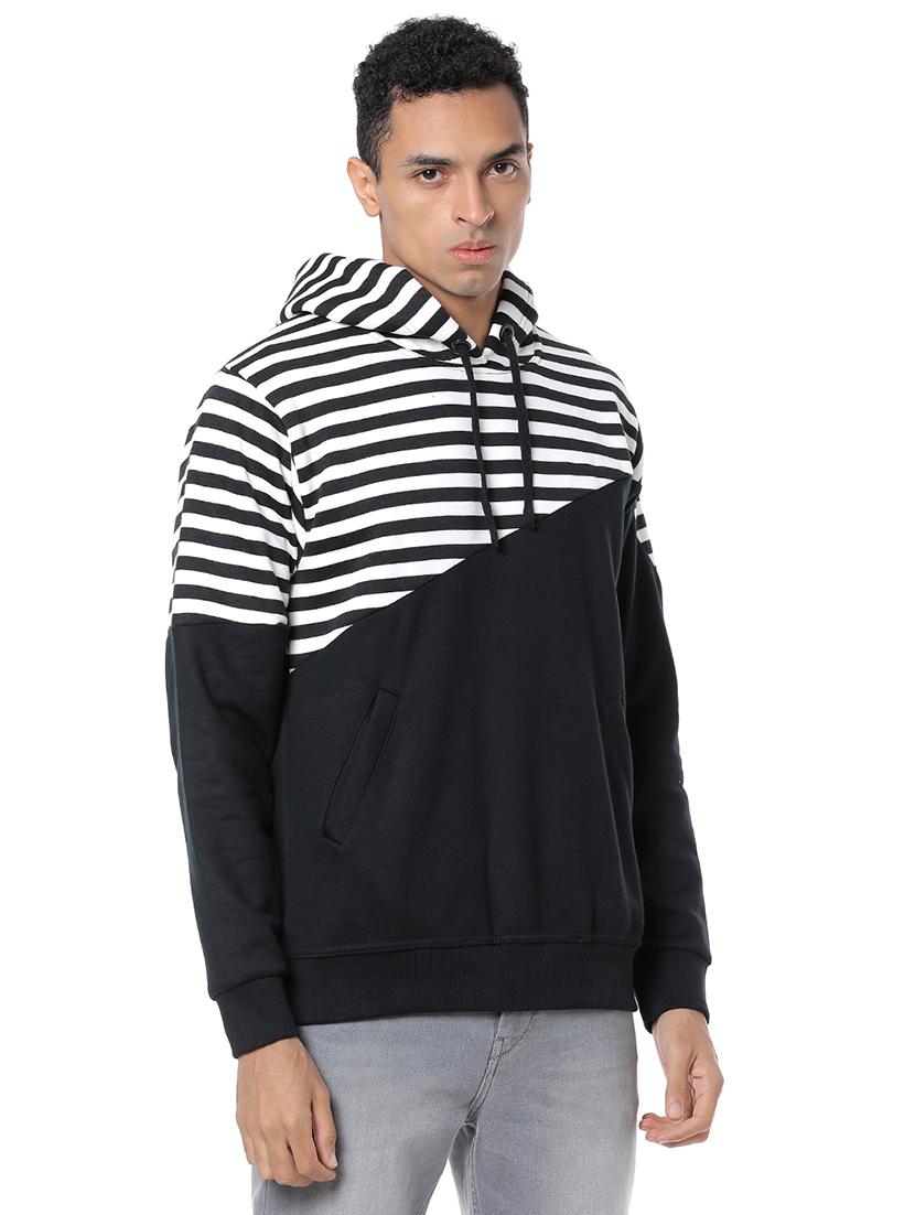 black striped cut & sew sweatshirt - 17267686 - Zoom Image - 2
