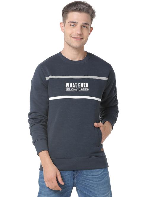 navy blue printed cut & sew sweatshirt - 17267702 - Standard Image - 1