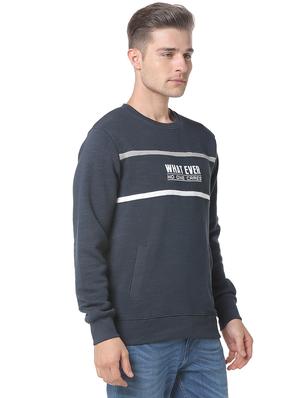 navy blue printed cut & sew sweatshirt - 17267702 - Standard Image - 2