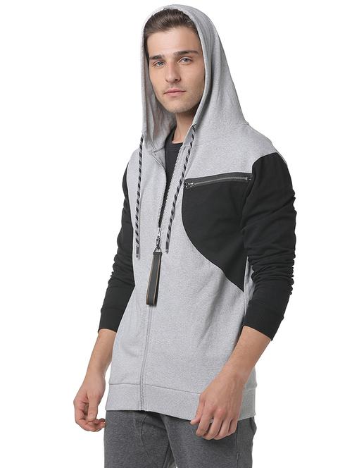 grey color block cut & sew sweatshirt - 17267705 - Standard Image - 1