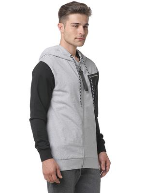 grey color block cut & sew sweatshirt - 17267705 - Standard Image - 2