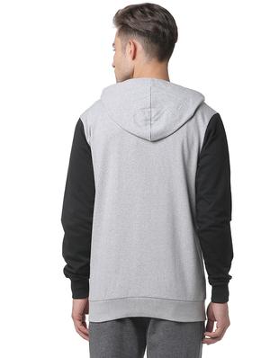 grey color block cut & sew sweatshirt - 17267705 - Standard Image - 3