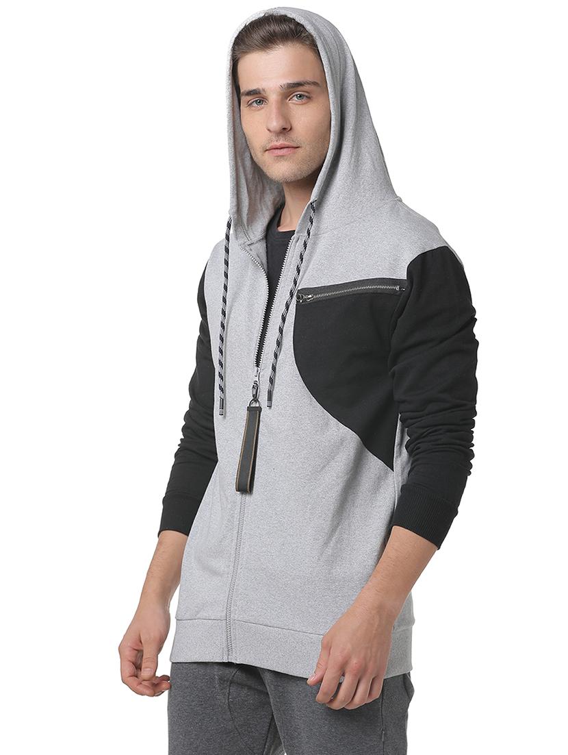grey color block cut & sew sweatshirt - 17267705 - Zoom Image - 1