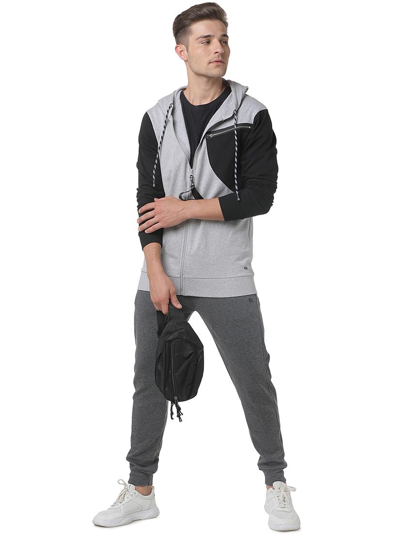 grey color block cut & sew sweatshirt - 17267705 - Zoom Image - 4