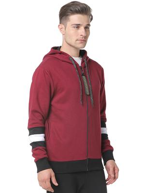 maroon color block cut & sew sweatshirt - 17267712 - Standard Image - 2