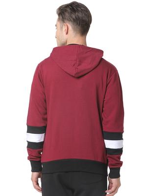 maroon color block cut & sew sweatshirt - 17267712 - Standard Image - 3