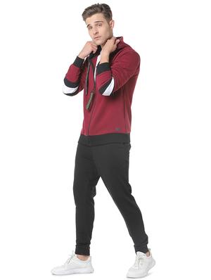 maroon color block cut & sew sweatshirt - 17267712 - Standard Image - 4