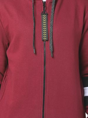 maroon color block cut & sew sweatshirt - 17267712 - Standard Image - 5
