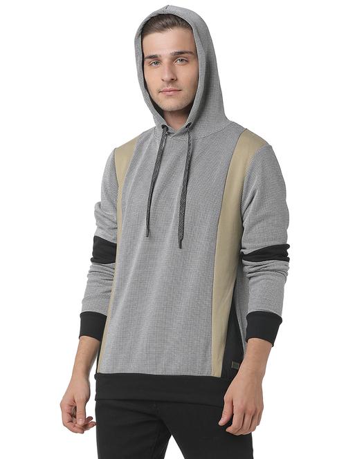 grey color block cut & sew sweatshirt - 17267717 - Standard Image - 1