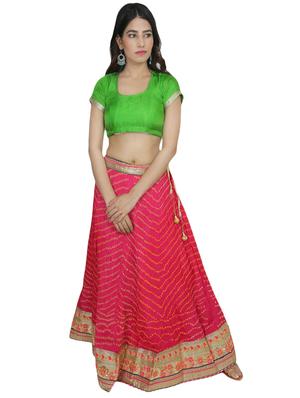 bandhani print flared lehenga - 17268411 - Standard Image - 2