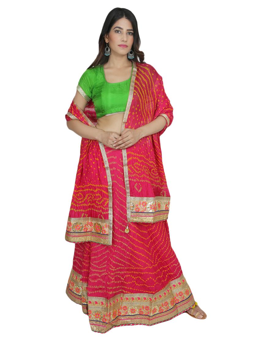 bandhani print flared lehenga - 17268411 - Zoom Image - 1