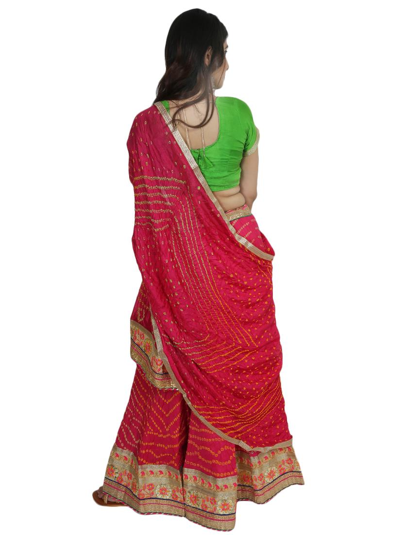 bandhani print flared lehenga - 17268411 - Zoom Image - 3
