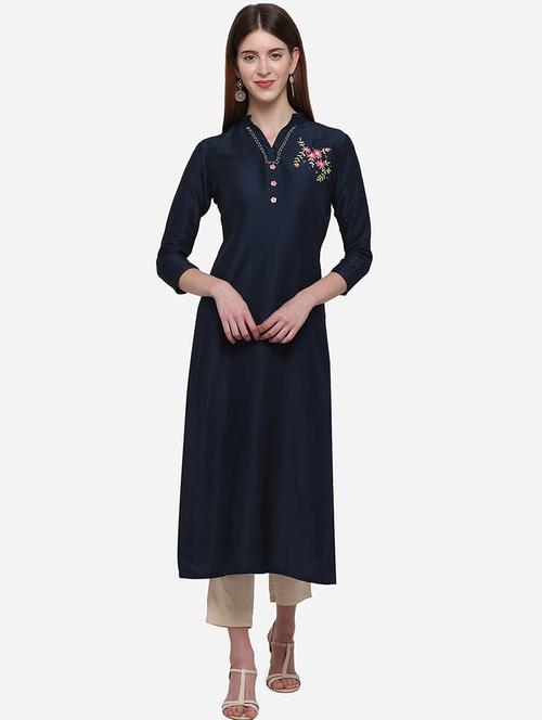 embroidered straight kurta - 17268537 - Standard Image - 1