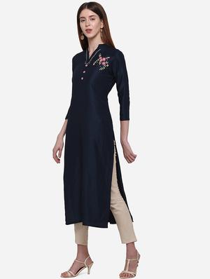 embroidered straight kurta - 17268537 - Standard Image - 2