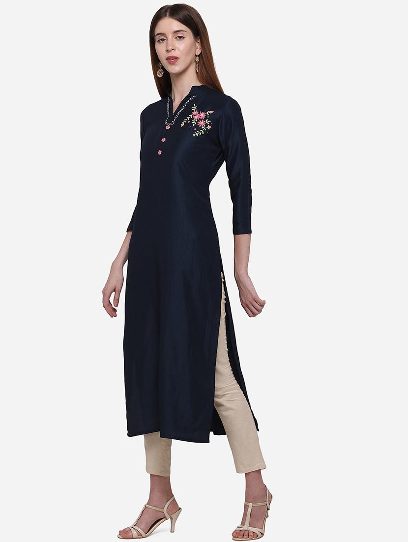 embroidered straight kurta - 17268537 - Zoom Image - 2