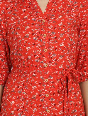 tie front a-line dress - 17268958 - Standard Image - 4