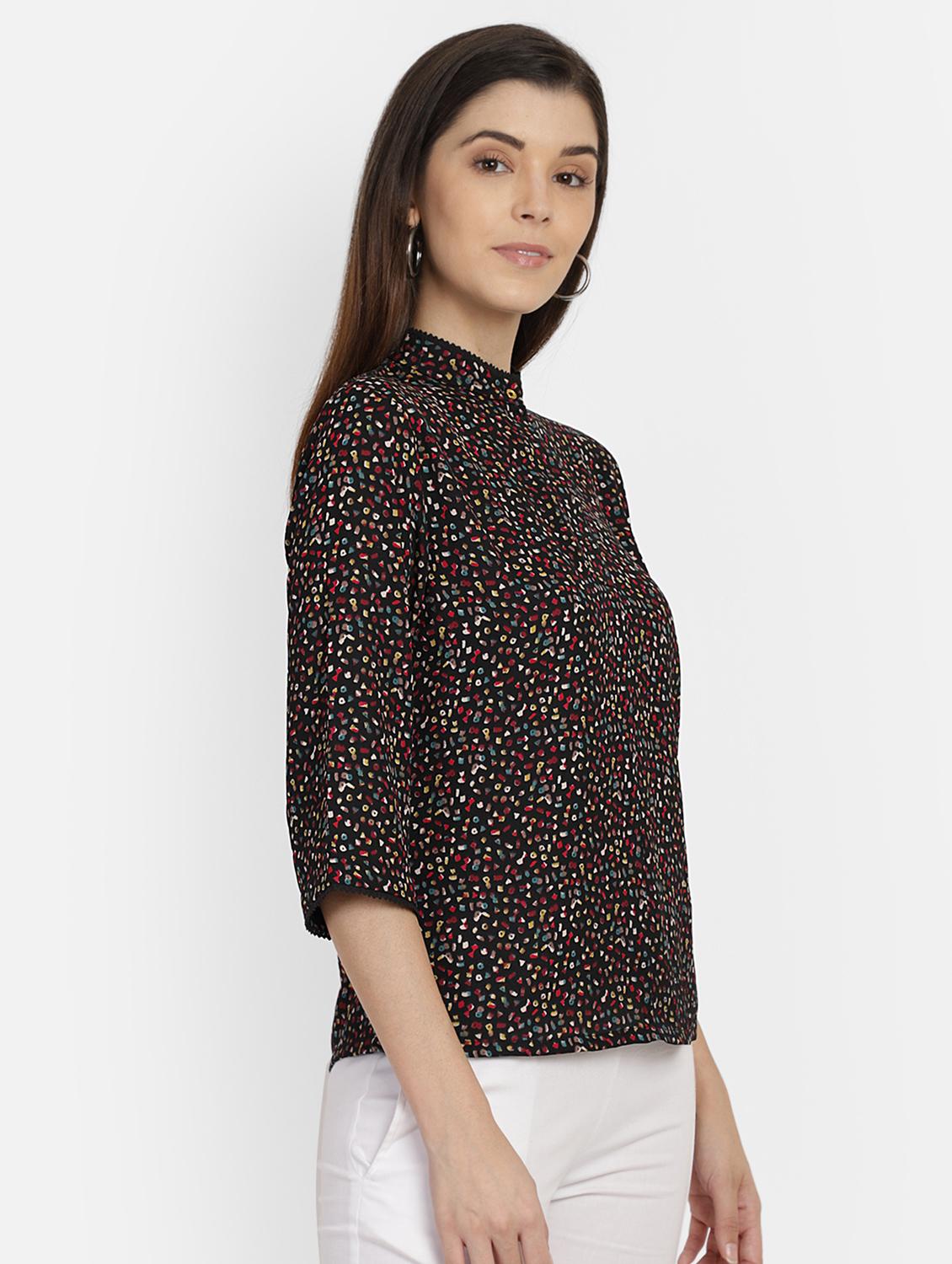mock neck printed top - 17269039 - Zoom Image - 2