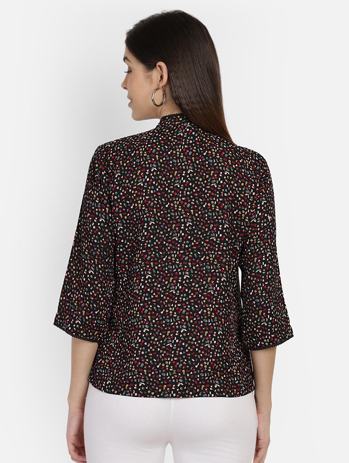 mock neck printed top - 17269039 - Zoom Image - 3
