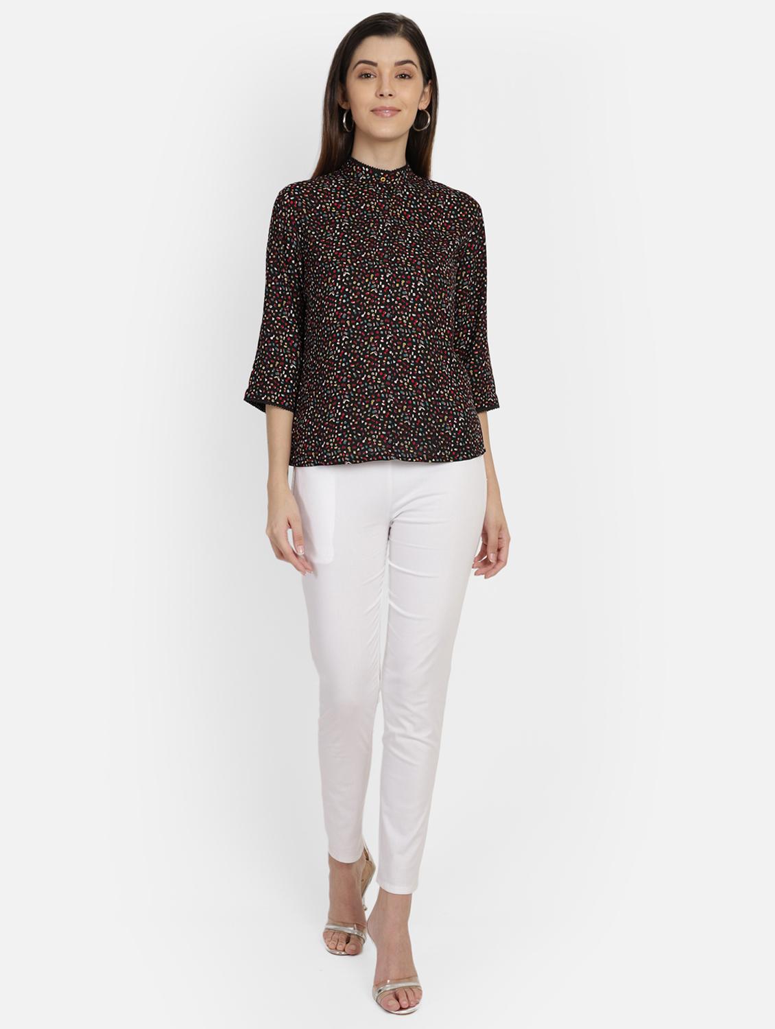 mock neck printed top - 17269039 - Zoom Image - 4