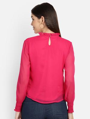 frilled neck solid top - 17269042 - Standard Image - 3