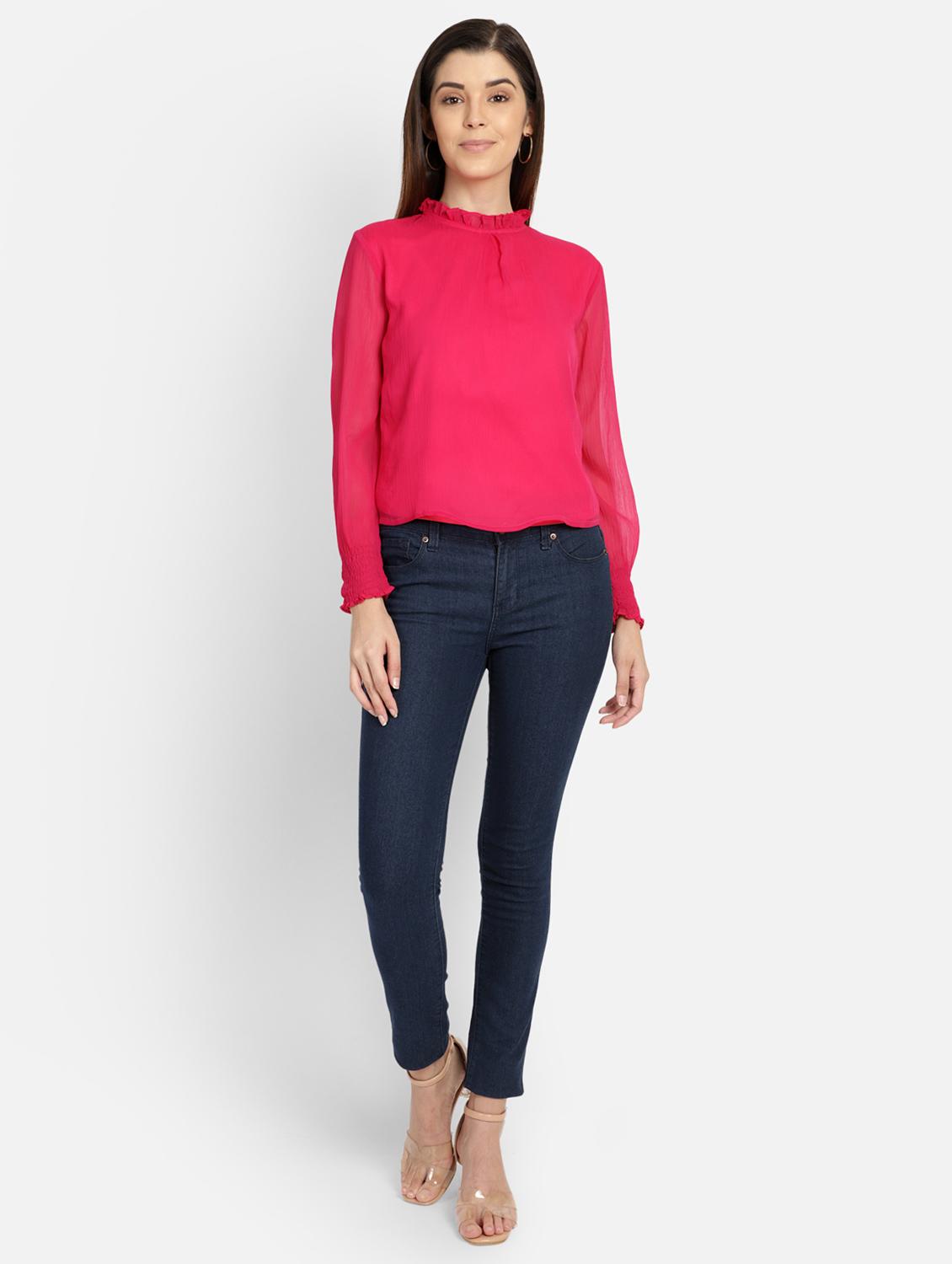 frilled neck solid top - 17269042 - Zoom Image - 4