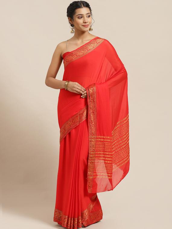 solid paithani saree with blouse - 17269263 - Zoom Image - 1