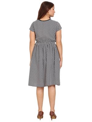 round neck printed flared dress - 17269594 - Standard Image - 3
