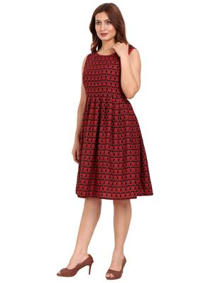 round neck printed flared dress - 17269595 - Standard Image - 2