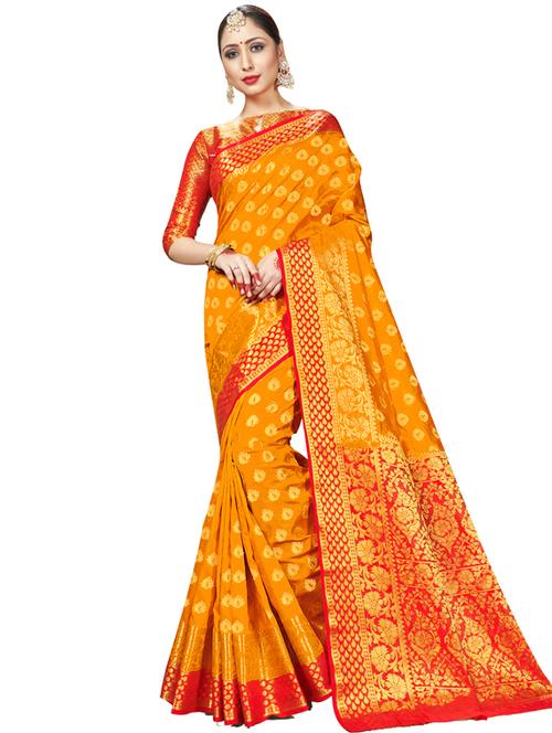 self design banarasi saree with blouse - 17269837 - Standard Image - 1