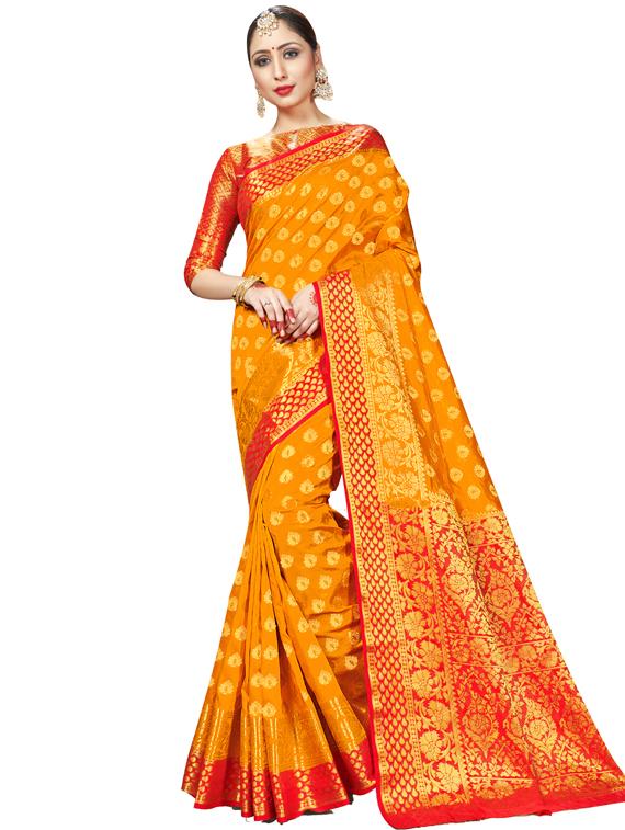 self design banarasi saree with blouse - 17269837 - Zoom Image - 1