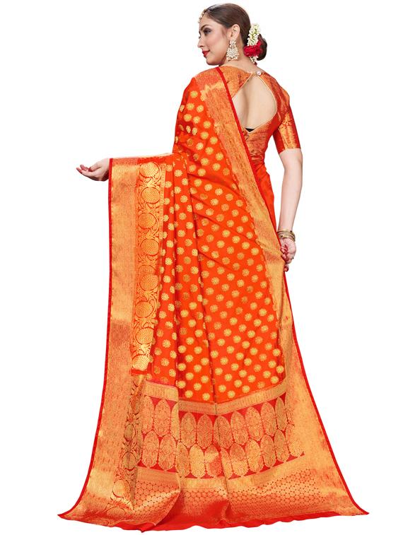 self design banarasi saree with blouse - 17269837 - Zoom Image - 2