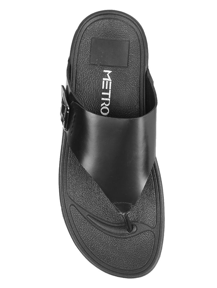 black leather slip on sandals - 17270127 - Zoom Image - 4