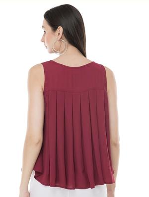 round neck pleated top - 17270225 - Standard Image - 3