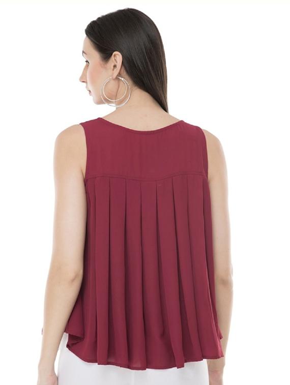 round neck pleated top - 17270225 - Zoom Image - 3