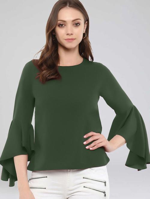 bell sleeved solid top - 17270233 - Standard Image - 1