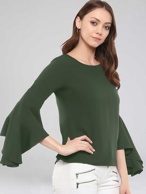 bell sleeved solid top - 17270233 - Standard Image - 2