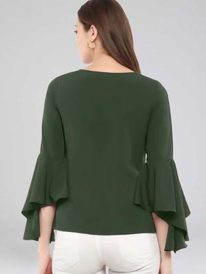 bell sleeved solid top - 17270233 - Standard Image - 3