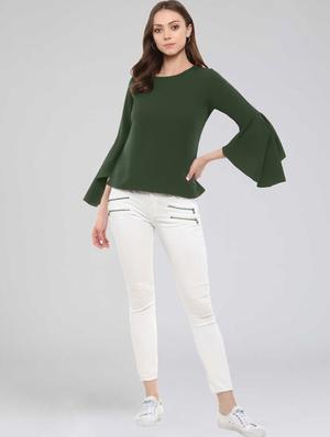 bell sleeved solid top - 17270233 - Standard Image - 4