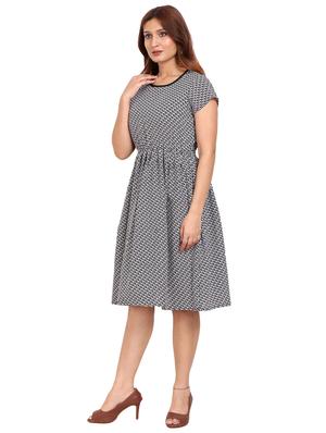 round neck printed a-line dress - 17270255 - Standard Image - 2