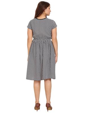 round neck printed a-line dress - 17270255 - Standard Image - 3