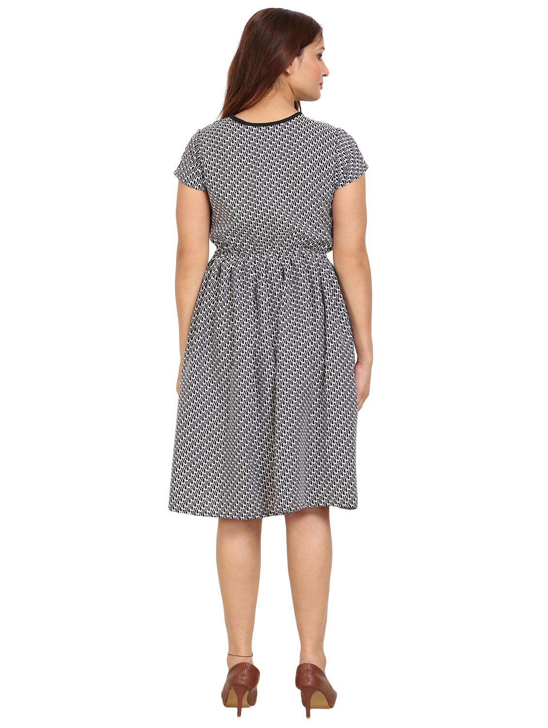 round neck printed a-line dress - 17270255 - Zoom Image - 3