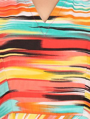 mandarin neck printed a-line dress - 17270257 - Standard Image - 4