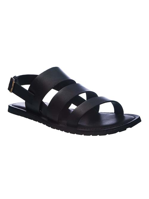 black synthetic & mesh back strap sandals - 17270530 - Standard Image - 1