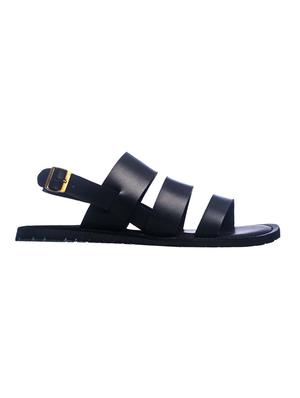 black synthetic & mesh back strap sandals - 17270530 - Standard Image - 2