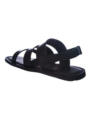black synthetic & mesh back strap sandals - 17270530 - Standard Image - 3